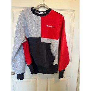 VTG Champion Reverse Weave Sweatshirt Crew Color Block Men's Small Pocket